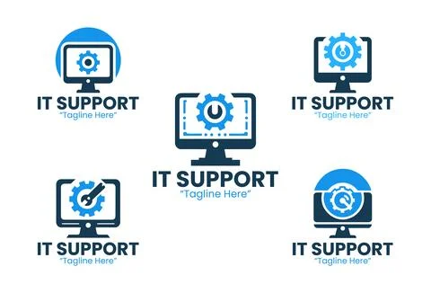 5 Support Logo Set Modern Technology Service Design Illustrazione stock