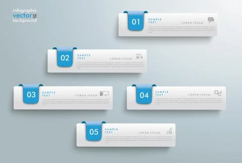 5 Tabs Blue Markers Index Infographic Stock Illustration