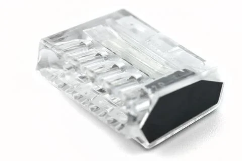 5-terminal self locking splicing connector for stranded and solid wires for e Stock Photos