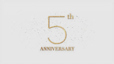 5 th Anniversary Text, Alpha Channel Stock Footage 264960460