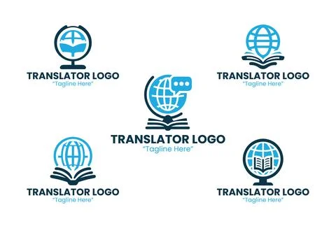 5 Translator Logo Set Language Service Brand Identity Stock Illustration