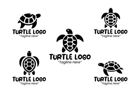 5 Turtle Logo Set Black and White Modern Minimalist Animal Brand Design Ilustração Stock