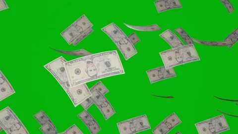 5 US banknotes  falling down on chromakey background Stock Footage 174773601