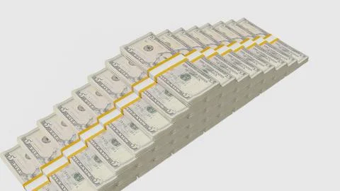 5 US dollar money composition. Financial background. Many banknotes and wads  Stock Illustration