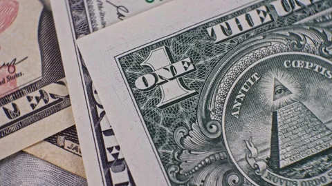 5 USD currency details close up Vidéo 125612677