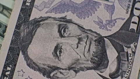 5 USD currency details close up Stock Footage 125612967