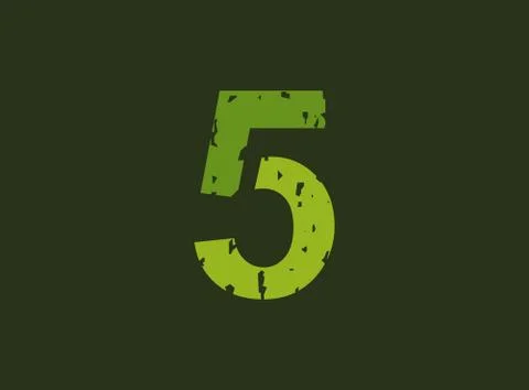 5 vector number made of grungy, grunge texture. Rubber stamp imprint style. F Stock Illustration
