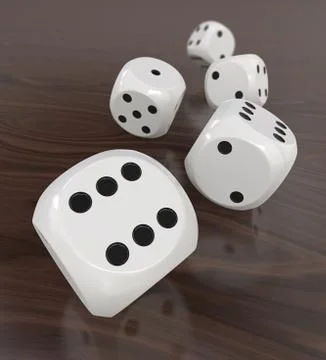 5 White Dices. Stock Illustration
