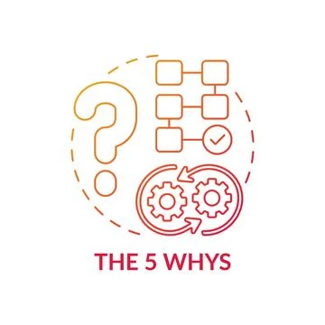 The 5 whys red gradient concept icon Stock Illustration