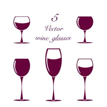 5 wine glasses Stock Illustration