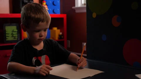 5 year old Boy Drawing  a  picture #1 库存影片 63397416
