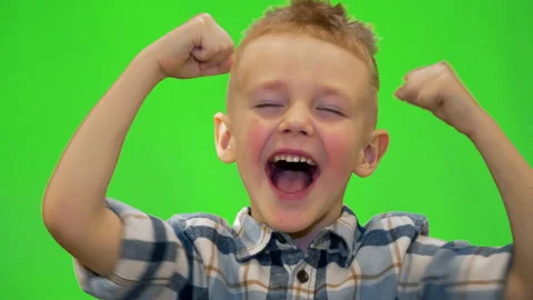 5 year old boy laughing and playing around, chromakey Stock Footage 170693187
