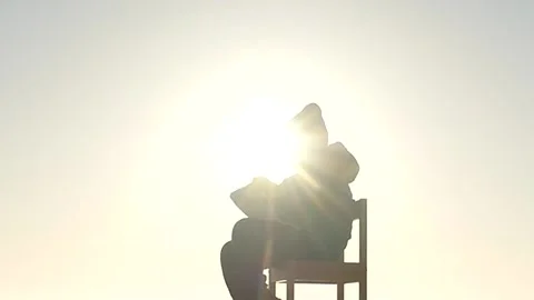 5 years old boy writing something on paper silhouette Stock Footage 172431168