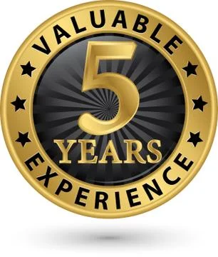 5 years valuable experience gold label, vector illustration Illustrazione stock