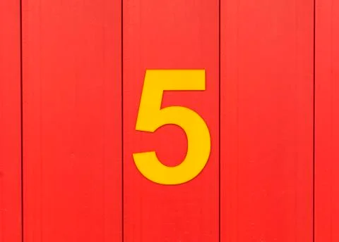 5 - yellow on red Stock Photos