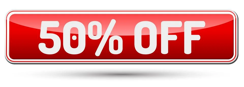 50% OFF - Abstract beautiful button with text. Stock Illustration