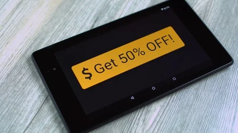 50% Off button on tablet Stock Footage 69757152