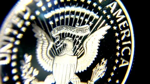 50 Cent Coin - E Pluribus Unum - Close-Up Stock Footage 127179997