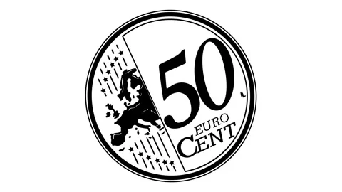 50 cent euro coin vector design Stock Footage 286407091