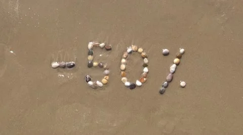 50 per cent on sand beach Stock Footage 21223722