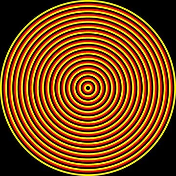 50 circles equal thickness in alternating Black Yellow and Red colors like .. Stock Illustration