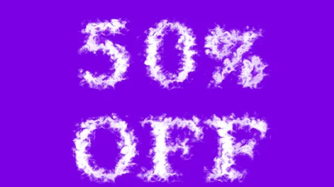 50% Off cloud text effect violet isolated background Stock Footage 139606474