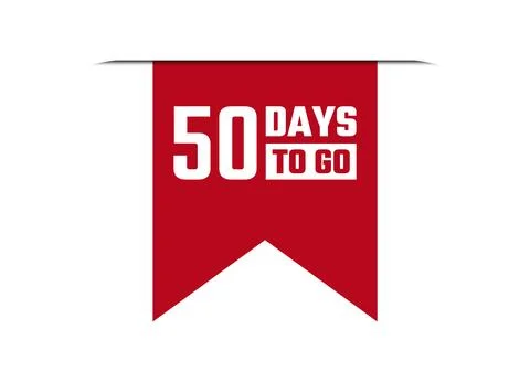 50 days to go red vector banner illustration isolated on white background Stock Illustration