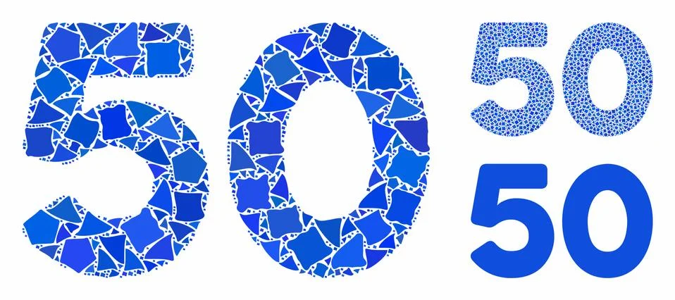 50 digits text Composition Icon of Abrupt Pieces Stock Illustration