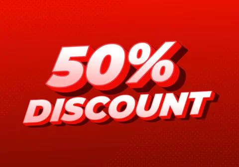 50% Discount. Bold 3D text design with strong gradient background and dynam.. イラスト素材