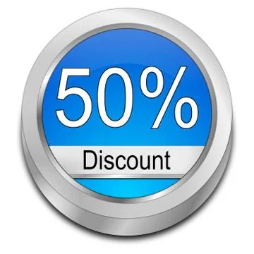50% Discount button - 3D illustration Stock Illustration