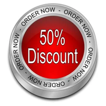50% Discount button - 3D illustration Stock-Illustration