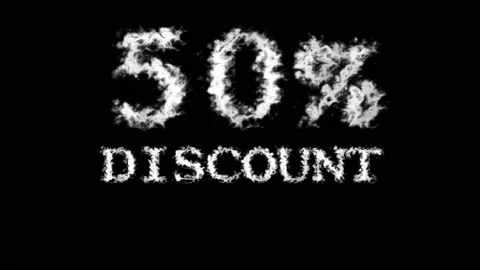 50% discount cloud text effect black isolated background Stock Footage 139640309