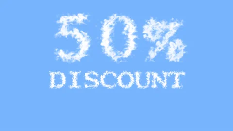 50% discount cloud text effect sky isolated background Video stock 139640322