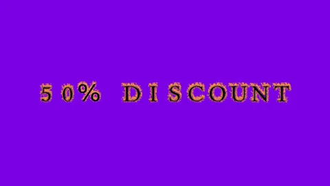 50% Discount fire text effect violet background Stock Footage 136246021