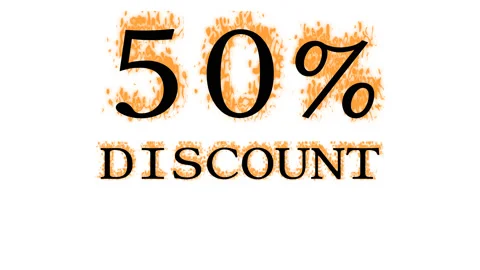 50% discount fire text effect white isolated background Stock Footage 137993081