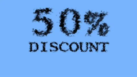50% discount smoke text effect sky isolated background Stock Footage 139628086