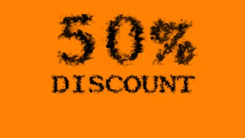 50% discount smoke text effect orange isolated background Stock Footage 139628088