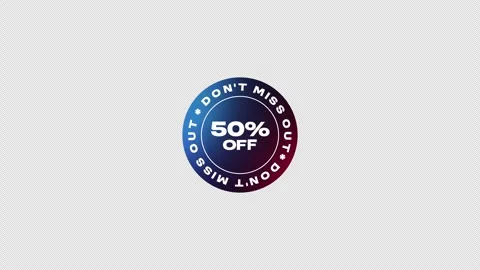 50% Off Don't Miss Out Rotating Sale Promotion Sticker on Transparent Background Stock Footage 334314963