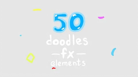 50 doodles fx elements colored line Stock Footage 204083511