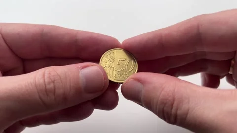 50 Euro Cent On A White Background Stock Footage 259639620