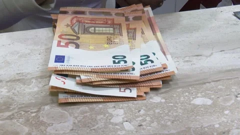 50 euro counting Stock Footage 302583832