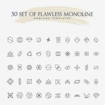 50 Flawless Monoline Emblem Stock Illustration