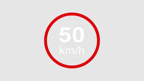 50 kmh speed limit road sign icon animation Stock Footage 335465883