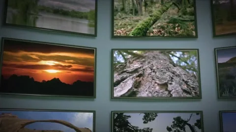 50 LCDs on Round Wall After Effects stock