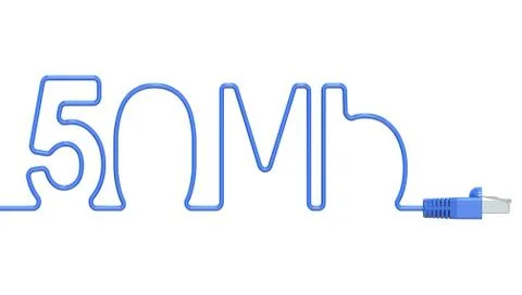 50 Mbps internet concept, computer network cable. 3D rendering Stock Illustration