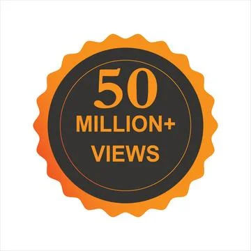 50 million + views vector icon, sticker with colors for social media. Stock Illustration