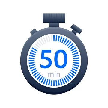 50 min timer and Stopwatch icons. Countdown symbol. Kitchen timer icon. Vector Stock-Illustration