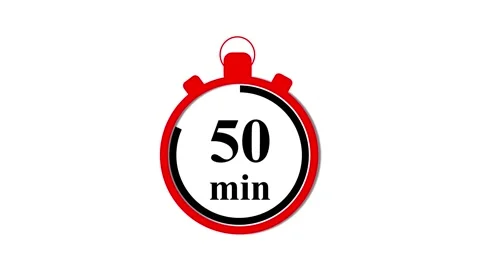50 minute stopwatch timer animation with red border for countdown and time .. 스톡 동영상 332965284