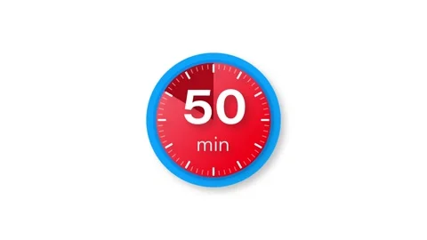 The 50 minutes timer. Stopwatch icon in flat style. Motion graphics. Video stock 156581994