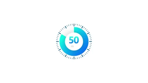 The 50 minutes timer. Stopwatch icon in flat style. Illustration. Video stock 162279275